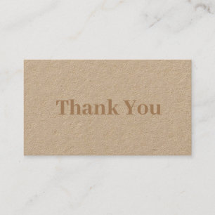 Minimalist Brown Kraft Paper Thank You & Discount Business Card