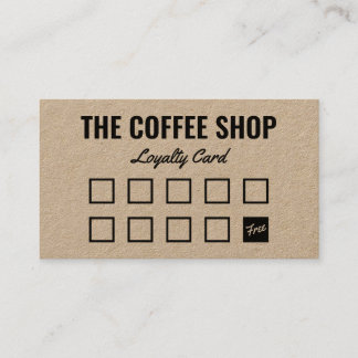 Minimalist brown kraft simple black typography loyalty card