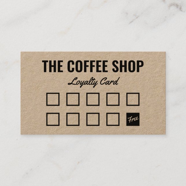 Minimalist brown kraft simple black typography loyalty card (Front)