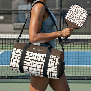 Minimalist Brown Linework Dink Well Personalized Duffle Bag