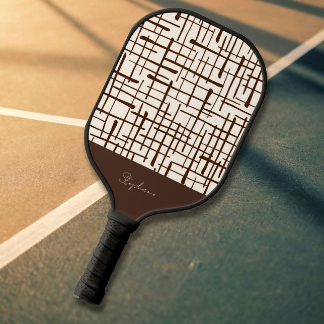 Minimalist Brown Linework Personalized Pickleball Paddle (Creator Uploaded)