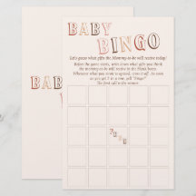 Minimalist Brown Modern Gender Neutral Baby Bingo