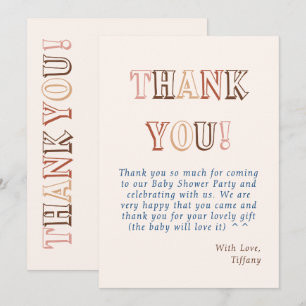 Minimalist Brown Modern Gender Neutral Baby Shower Thank You Card