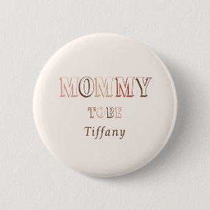 Minimalist Brown Modern Gender Neutral Mummy-to-be 6 Cm Round Badge