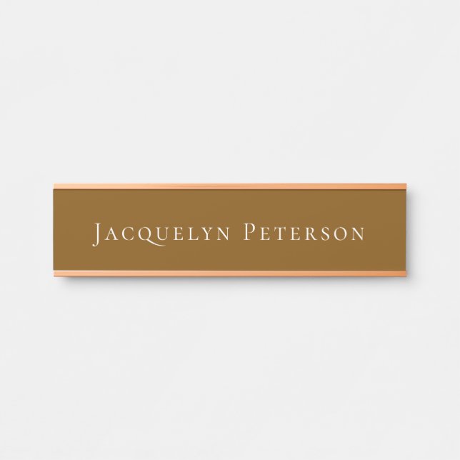 Minimalist Brown Plain Elegant Modern  Door Sign (Front)