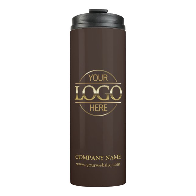 Minimalist Brown Promotional Company Business Logo Thermal Tumbler (Front)