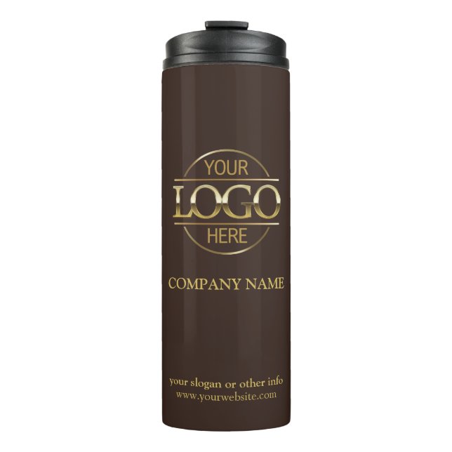 Minimalist Brown Promotional Company Business Logo Thermal Tumbler (Front)