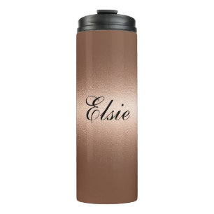 Minimalist Brown Rose Monogram Thermal Tumbler