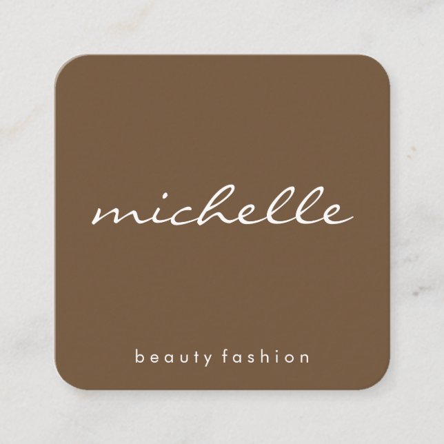 Minimalist (brown) square business card (Front)