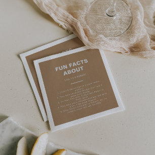 Minimalist Brown Trivia Fun Facts Wedding Napkin