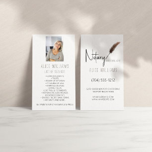Minimalist Brown & White Notary Photo Vertical Business Card