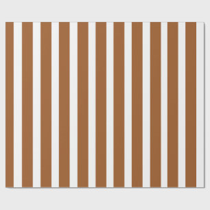 Minimalist Brown & White Vertical Stripes Wrapping Paper