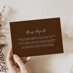 Minimalist Brown White Wedding Recipe Request  Enclosure Card