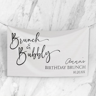 Minimalist Brunch and Bubbly Birthday Brunch Party Banner