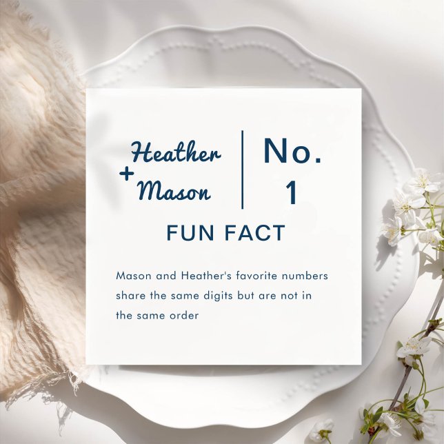 Minimalist Brush Couple Fun Facts Wedding Napkin (Creator Uploaded)