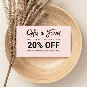 Minimalist Brush Script Blush Pink Referral