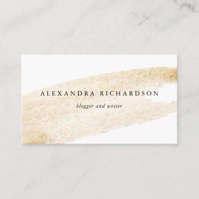 Minimalist Brush | Soft Faux Gold Stripe Business Card (Front)
