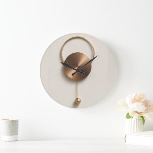 Minimalist Brushed Bronze Sculptural Acrylic Wall Large Clock