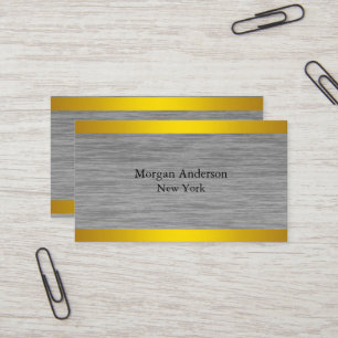 Minimalist Brushed Metal Gold Banding Business Card