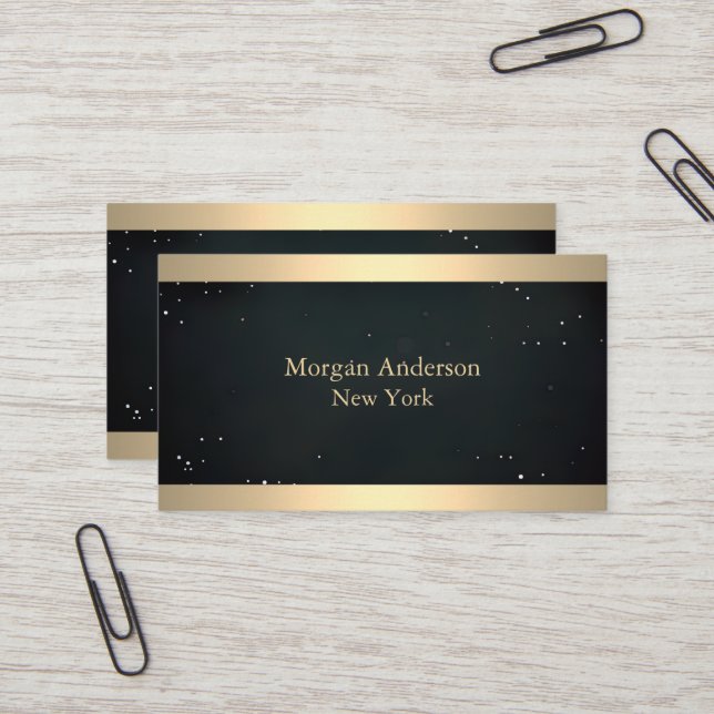 Minimalist Brushed Metal Gold Banding Business Card (Front/Back In Situ)
