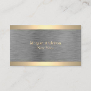 Minimalist Brushed Metal Gold Banding Business Card