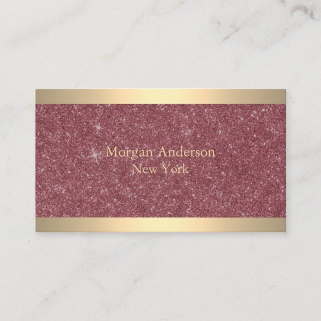 Minimalist Brushed Metal Gold Banding Business Card (Front)