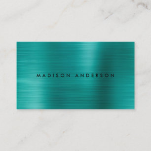 Minimalist Brushed Metal Teal Green Business Card