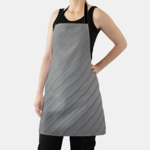 Minimalist Brushed Silver Metallic Diagonal Lines  Apron