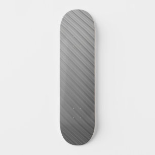 Minimalist Brushed Silver Metallic Diagonal Lines Skateboard