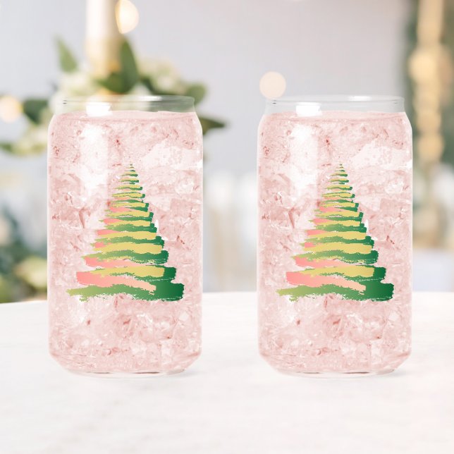 Minimalist Brushstroke Christmas Tree Can Glass (Insitu (Wedding))