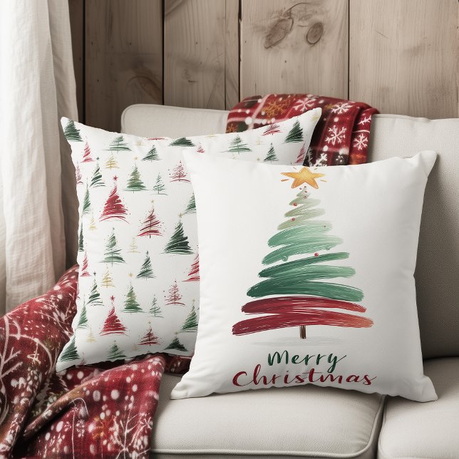 Minimalist Brushstroke Christmas Tree Cushion (Creator Uploaded)