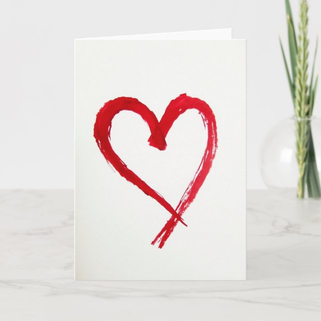 Minimalist Brushstroke Heart Card (Front)