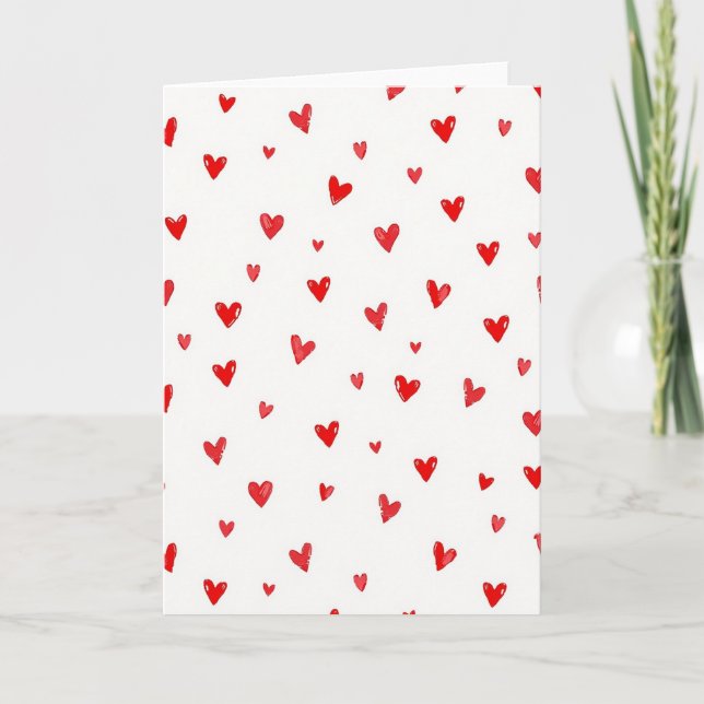 Minimalist Brushstroke Hearts Card (Front)