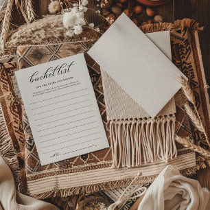 Minimalist Bucket List Bridal Shower Game Card