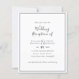 Minimalist BUDGET BLACK White Wedding Invite