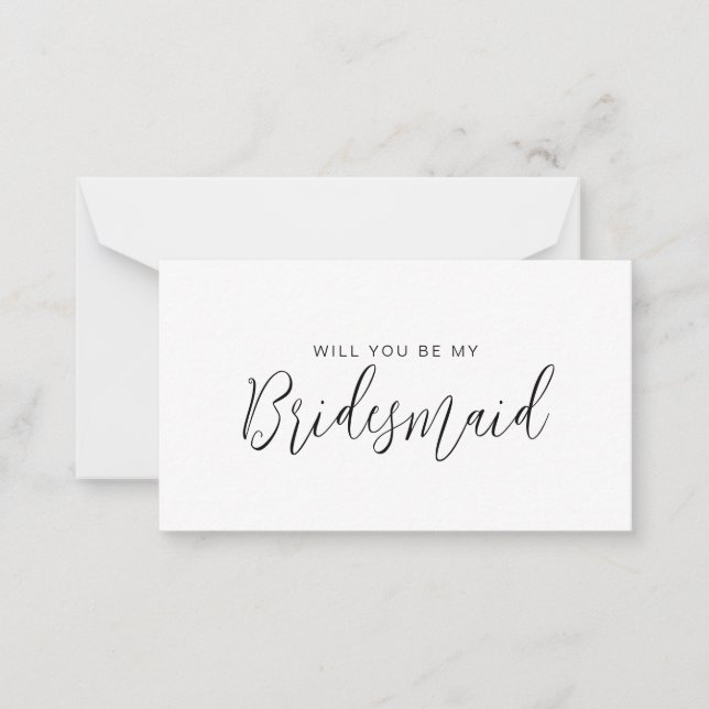 Minimalist Budget Bridesmaid Proposal Note Card (Front)