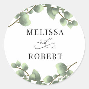 Minimalist Budget Eucalyptus Wedding Classic Round Classic Round Sticker
