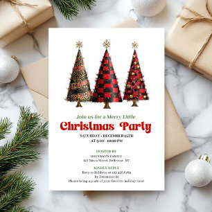 Minimalist buffalo plaid Christmas tree invitation