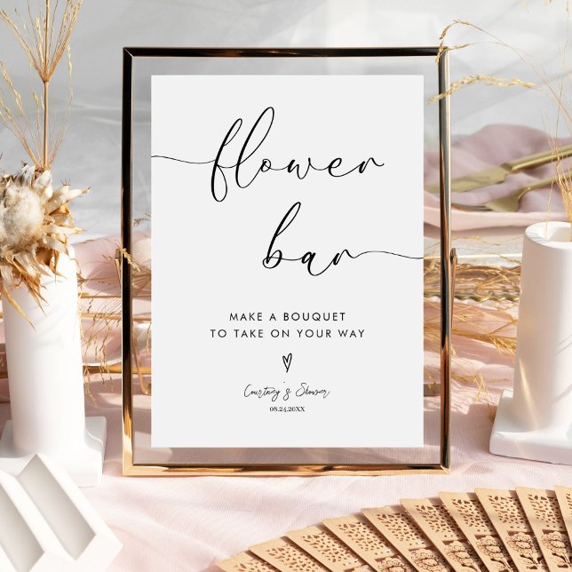 Minimalist Build Your Bouquet Floral Baby Shower Pedestal Sign (Creator Uploaded)