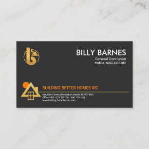 Minimalist Builders Home Sun Icon Contractor Business Card