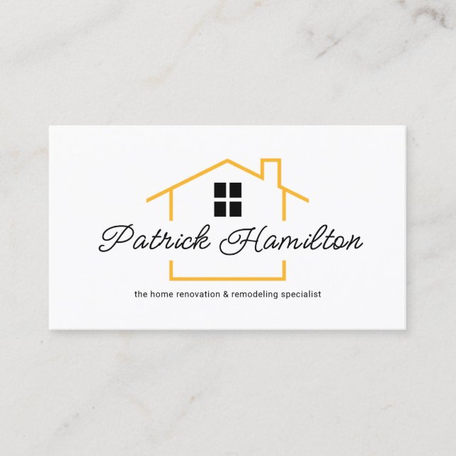 Minimalist Building Frame Home Renovation Business Card (Front)