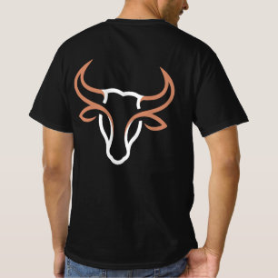 Minimalist bull head icon with flowing curved horn T-Shirt