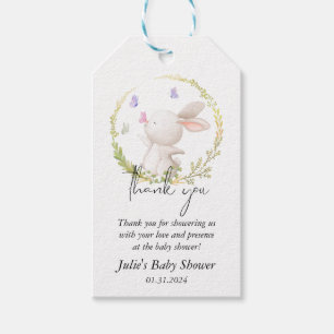 Minimalist Bunny and Butterflies Baby Shower Gift Tags