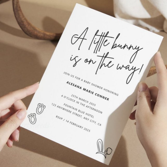 Minimalist Bunny Baby Shower Invitation Rabbit (Creator Uploaded)