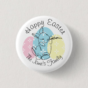 Minimalist Bunny Line Art Easter Eggs Spring       3 Cm Round Badge