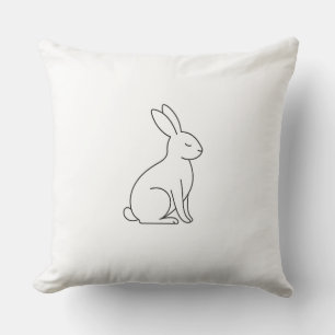 Minimalist Bunny Line Art Throw Pillow – Cute Rab