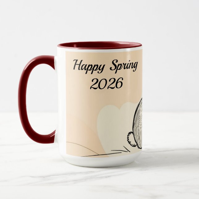 Minimalist Bunny Personalised Coffee Mug (Left)