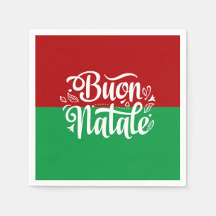 Minimalist Buon Natale Italian Merry Christmas  Napkin