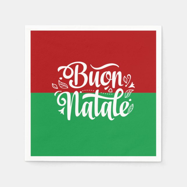 Minimalist Buon Natale Italian Merry Christmas  Napkin (Front)
