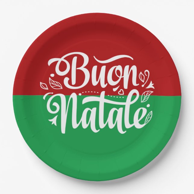 Minimalist Buon Natale Italian Merry Christmas Paper Plate (Front)